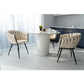 Sametová pletená židle ASTON VELVET béžová