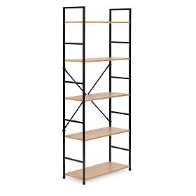 Široký moderní dřevěný regál LOFT s 5 policemi, MODERNHOME