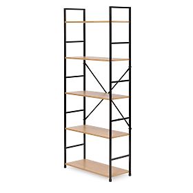 Široký moderní dřevěný regál LOFT s 5 policemi, MODERNHOME