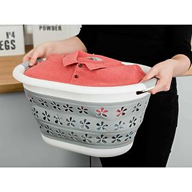 Skládací oválná mísa 50 x 37 cm bílo-šedá OVAL COMPACT 25L