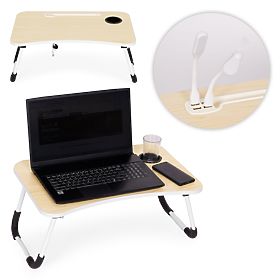 Skládací podstavec pod notebook 60x40 cm s lampičkou a ventilátorem ModernHome, MODERNHOME