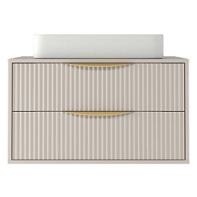 Skříňka pod umyvadlo na desku Avila 2.0, 80 cm, rýhovaná, zlaté úchyty, kašmír