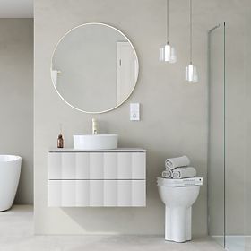 Skříňka pod umyvadlo na desku Grita 80 cm, bílá, vlnitý čelní panel