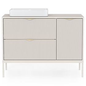 Skříňka pod umyvadlo na desku Livia 100 cm, kašmírová, kovové nožky, rýhovaná