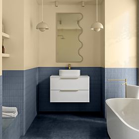 Skříňka pod umyvadlo na desku Tidea 80 cm, bílá, zlaté úchyty