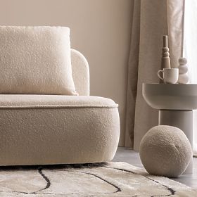 Sofa s funkcí spaní a úložným prostorem Bella světle béžová, boucle