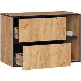 SZAFKA ŁAZIENKOWA POD UMYWALKĘ VAMI W90 2SZ 2P PK DĄB CRAFT / CZARNY