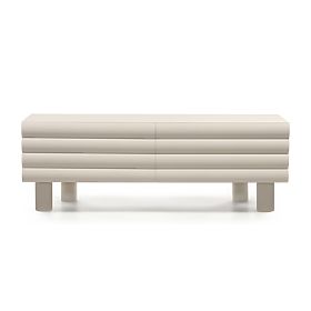 TV skříňka Anatra, rýhovaná, béžová, oblé tvary