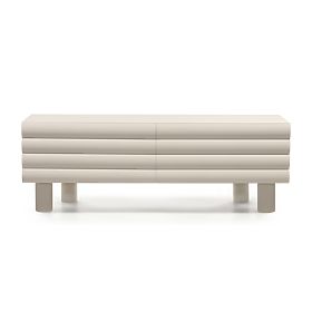 TV skříňka Anatra, rýhovaná, béžová, oblé tvary