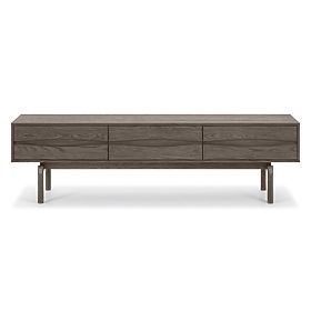 TV skříňka Quadri se zásuvkami, masivní dubové dřevo, dýha, espresso hnědá