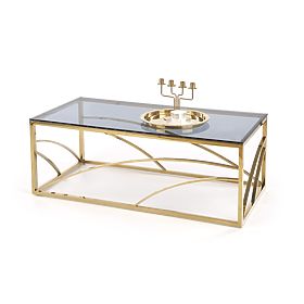 UNIVERSE konferenční stolek, rám - zlatý, sklo - kouřové 