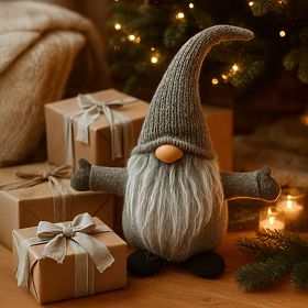 Vánoční skřítek 35 cm YX045 ŠEDÝ