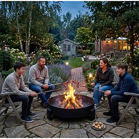 Velké pevné zahradní litinové ohniště 60 cm s držadly ideální pro táborák