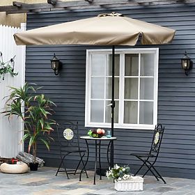 Velký obdélníkový zahradní nakloněný skládací slunečník s klikou béžový 200 x 140 cm, MultiGarden