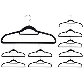 Velurový věšák Maxi sada 10 ks - černý