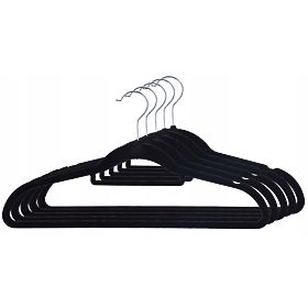 Velurový věšák Maxi sada 5 ks - černý