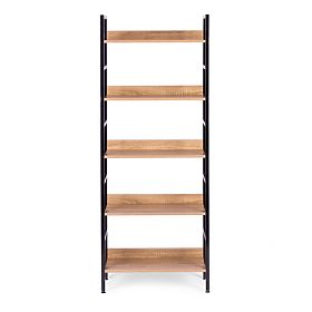 Vysoký loftový regál 5 polic kov MDF ModernHome