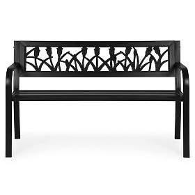 Zahradní lavička s dekorativním opěradlem 120x50 cm kovová parková černá MultiGarden
