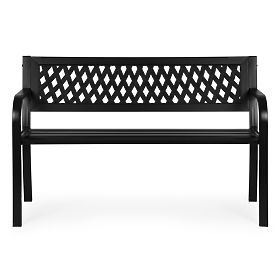 Zahradní lavička s mřížkovým opěradlem 120x50 cm kovová parková černá MultiGarden