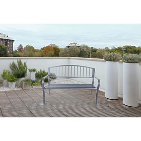 Zahradní lavička s opěradlem parková na terasu balkon kovová konstrukce grafitová, LONGWELL INDUSTRIAL LTD