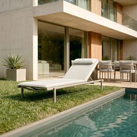 Zahradní lehátko Amarello nastavitelné, hliníkové, světle béžové/béžovošedé