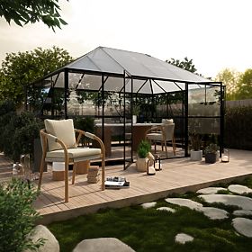 Zahradní oranžerie EcoGlass Gazebo Standard s základem 12 m² tvrzené sklo 4 mm, polykarbonát 6 mm