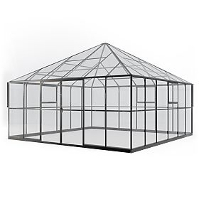 Zahradní oranžérie ProGlass Gazebo Large s základem 17,8 m² tvrzené sklo 4 mm, hliník, černá