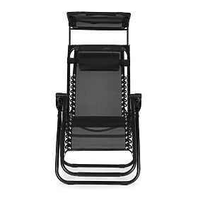 Zahradní plážové lehátko s nastavitelným opěradlem a pohyblivou stříškou Modernhome - černé, MultiGarden