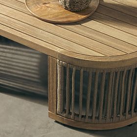 Zahradní rohová souprava se stolkem Vetralla, výplet, akáciové dřevo FSC, teakový vzhled, světle béž