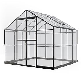 Zahradní skleník ProGlass Classic Compact 7,7 m² se základem, tvrzené sklo 4 mm, hliník