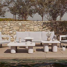 Zahradní stolek Vibonis 70 cm, čtvercový, cementový, světle béžový