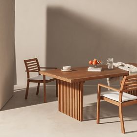 Zahradní židle Familis ll eukalyptové dřevo FSC, teakový vzhled, béžová