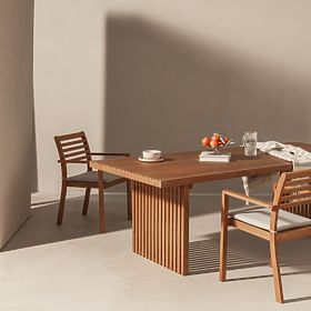 Zahradní židle Familis ll eukalyptové dřevo FSC, teakový vzhled, světle šedá