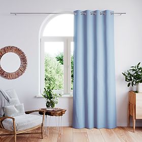Závěs CLEAR barva tmavě modrá tištěný motiv boho styl klasický stříbrné kovové průchodky
