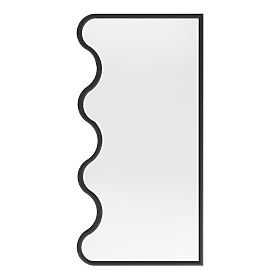 Závěsné zrcadlo v vlnitém rámu Noelie, 140x70 cm, obdélníkové, paulowniové dřevo, černé